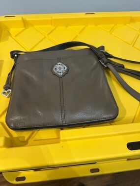 Brighton Taupe Leather Crossbody Bag with Silver Accent